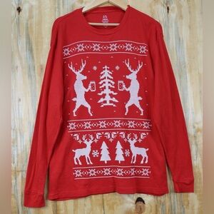 Red‎ Winter Holiday Men’s Thermal Shirt XL